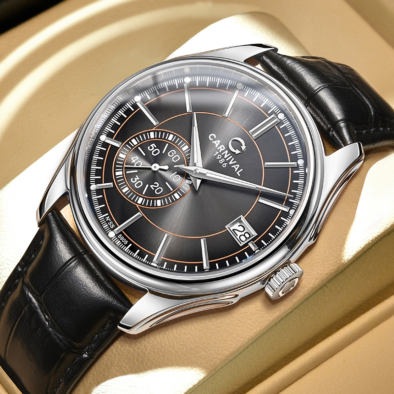Luxury Watch Second Hand - Jam Tangan Otomatis CARNIVAL Dial Abu-abu