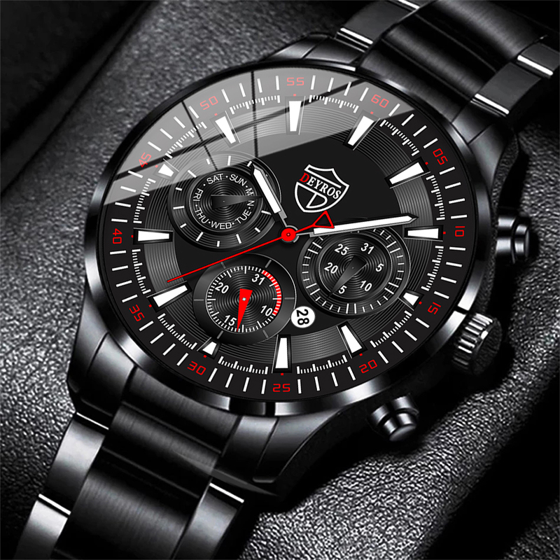 Luxury Watch All Black - Set jam tangan bisnis pria, arloji