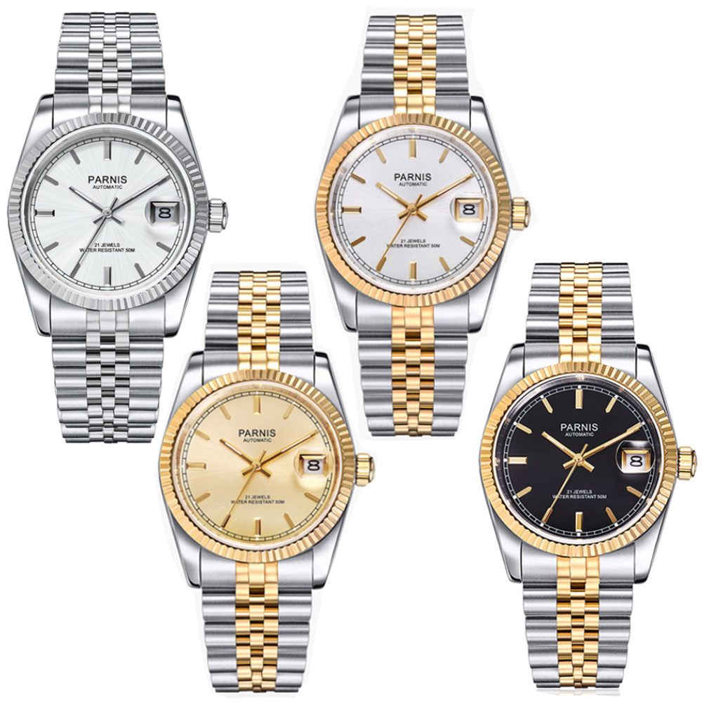 Luxury Watch All Black - Parnis 36mm Jam Tangan Otomatis Pria