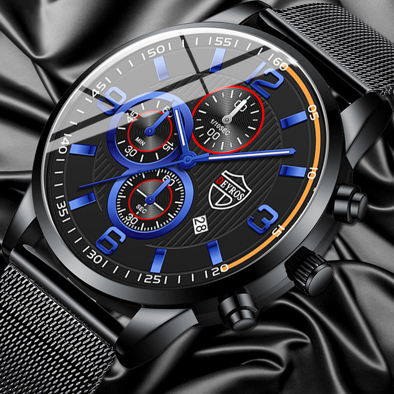 Luxury Watch All Black - Jam Tangan Pria Mewah Quartz, Jam