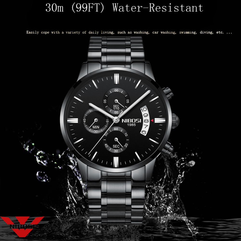 NIBOSI Jam Tangan Kuarsa Baja  - Luxury Watch All Black ulasan dan harga