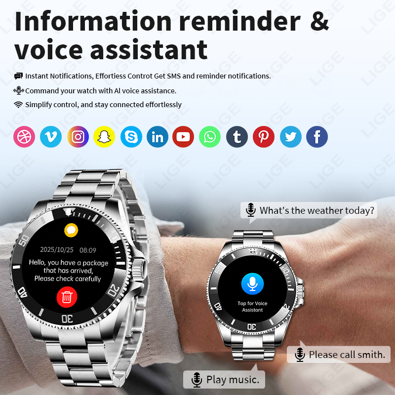 LIGE Jam Tangan Pintar Bisnis  - Luxury Watch In The World ulasan dan harga