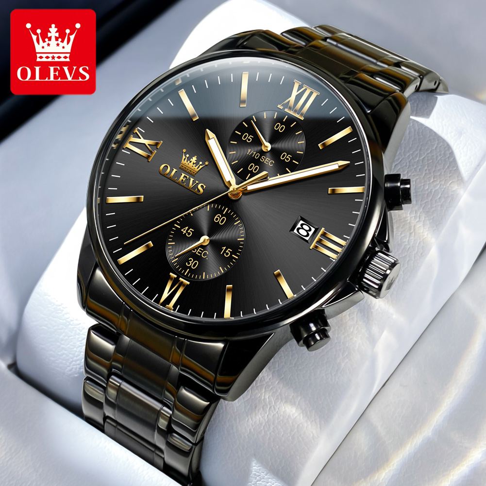 OLEVS 2886 jam tangan kuarsa u - Luxury Watch All Black ulasan dan harga