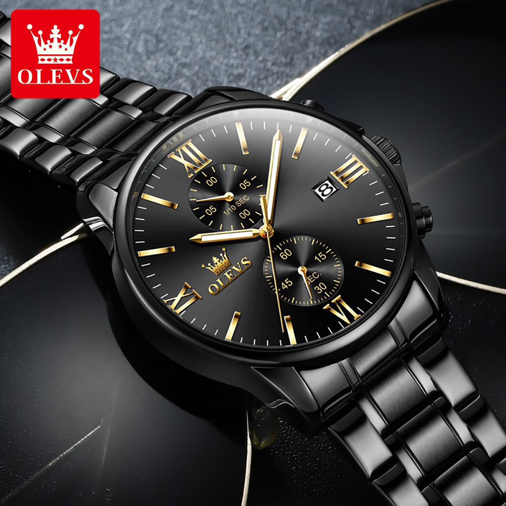 OLEVS 2886 jam tangan kuarsa u - Luxury Watch All Black ulasan dan harga