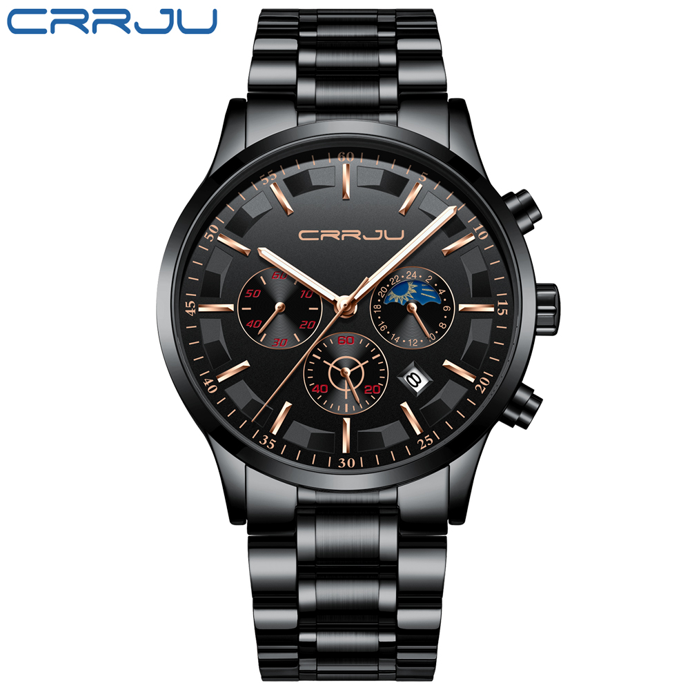 CRRJU Pria Jam Tangan Atas Mer - Luxury Watch All Black ulasan dan harga