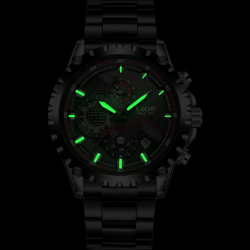 LIGE Jam Tangan Pria Bermerek  - Luxury Watch All Black ulasan dan harga