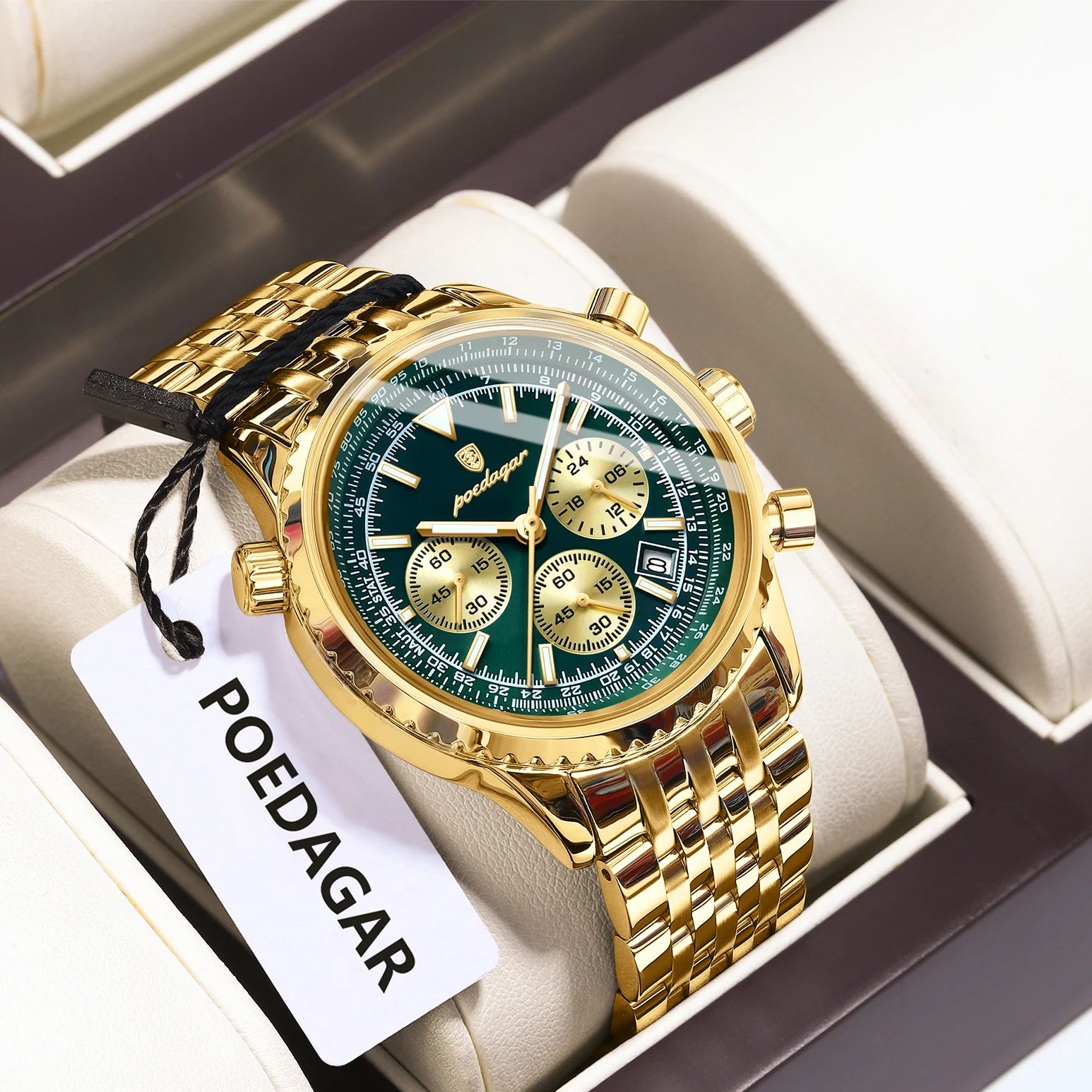POEDAGAR Jam Tangan Pria Mewah - Luxury Watch Green Dial ulasan dan harga